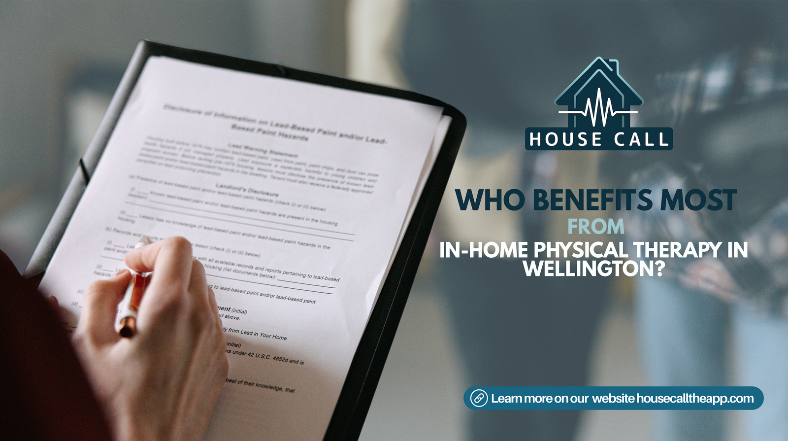 Physical therapist taking notes on at-home physical therapy appointment in Wellington, Florida